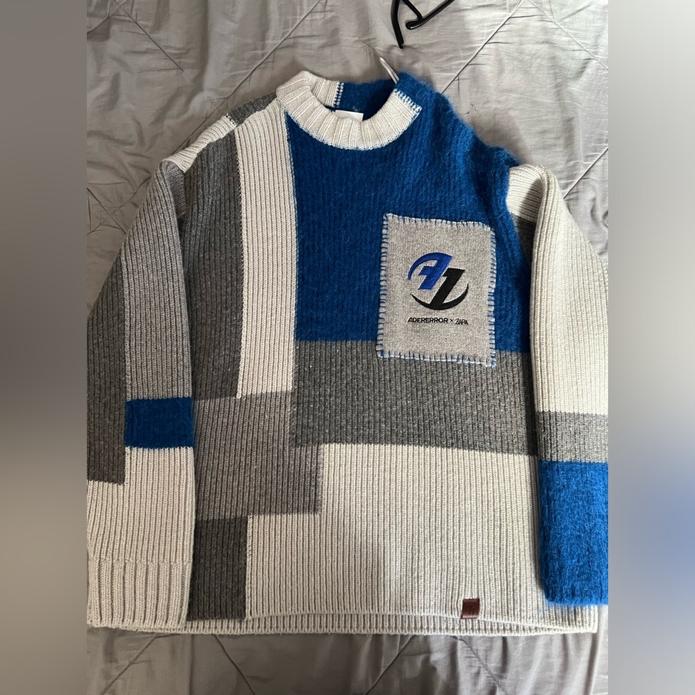Ader Error Zara Oversized Patchwork Knit Sweater … - image 1